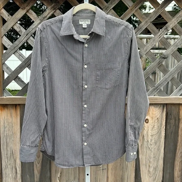 Banana Republic Brown Striped Slim Fit Shirt Size Small 14-14.5 - Picture 1 of 7